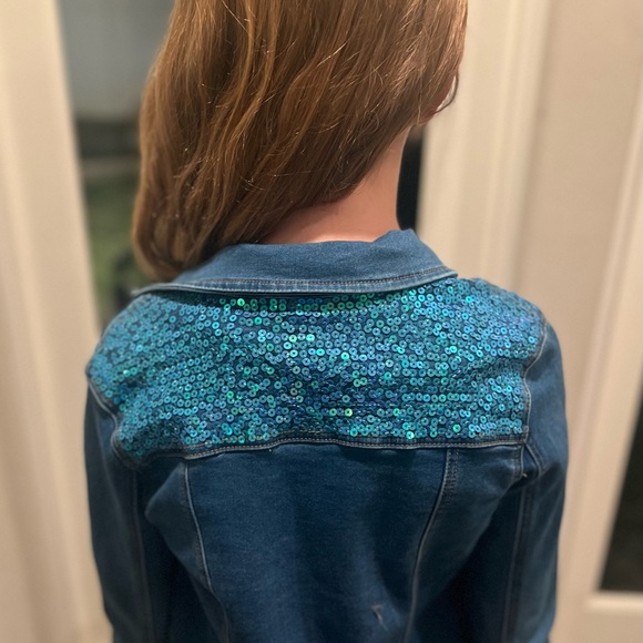 Fab Kids Size L sequin blue Jean jacket - Picture 2 of 4